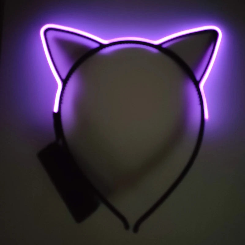 Newest LED Light Up Headband Colorful Color Cat Ear Light Headband For NightClub Rave Party Bachelor Party Supplies