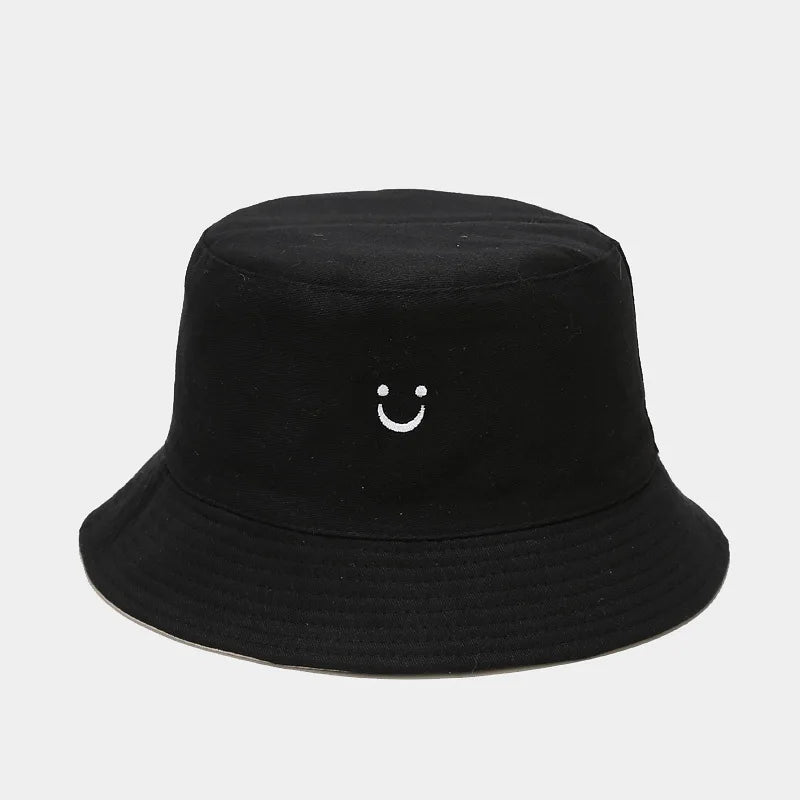New Smile Face Double-Sided Fisherman Hat men And Women Street Trend Hat Travel Sunscreen Couple Panama Hat Summer Colorful