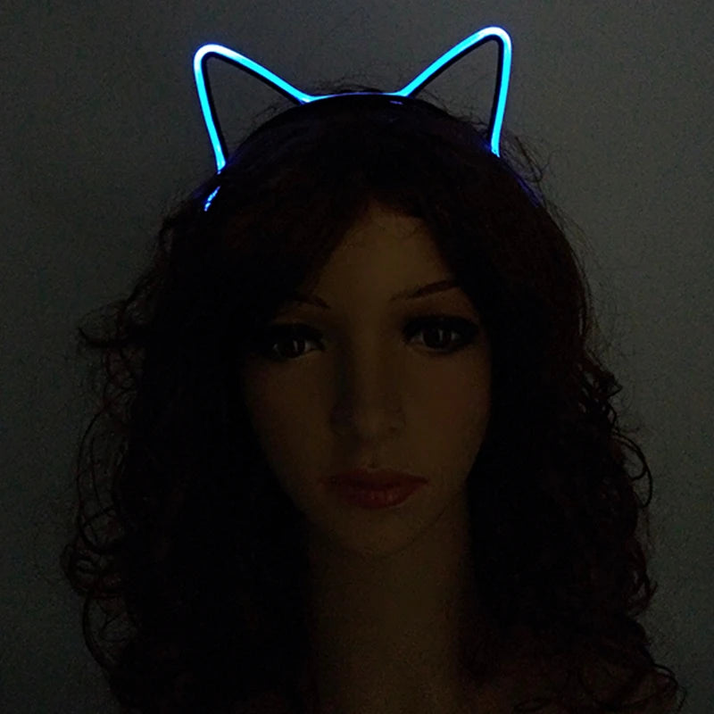 Newest LED Light Up Headband Colorful Color Cat Ear Light Headband For NightClub Rave Party Bachelor Party Supplies