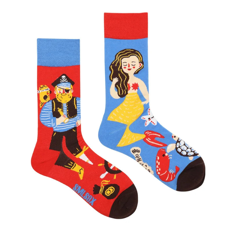 1 Pair Man Women Sock Original AB Tide Socks Medium High Tube Colorful Socks Mystery Alien Cotton Cowboy Clown Bomb Unisex Socks
