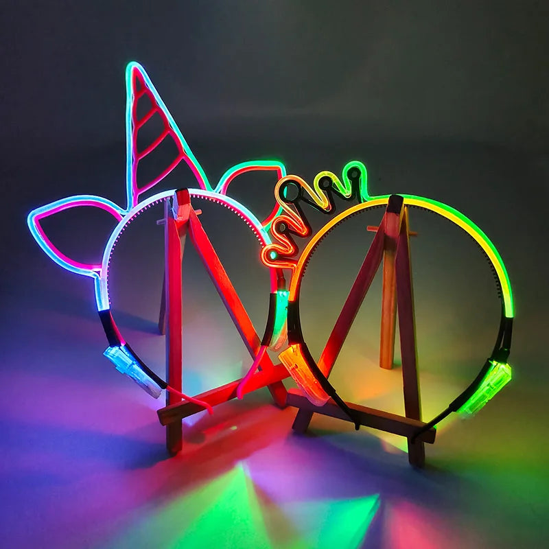Newest LED Light Up Headband Colorful Color Cat Ear Light Headband For NightClub Rave Party Bachelor Party Supplies