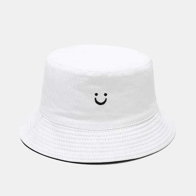 New Smile Face Double-Sided Fisherman Hat men And Women Street Trend Hat Travel Sunscreen Couple Panama Hat Summer Colorful