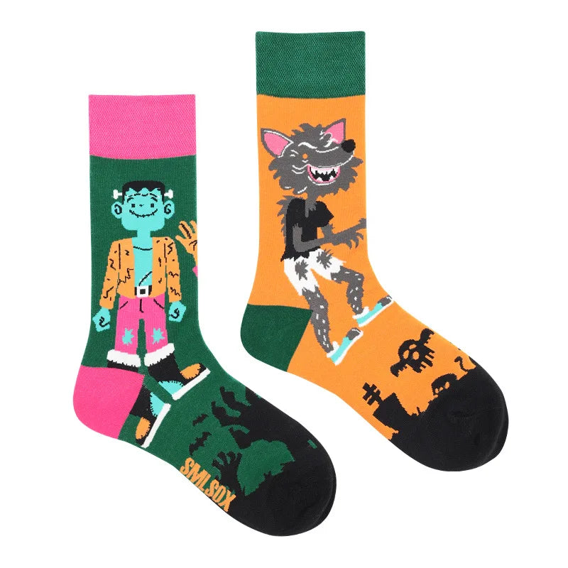 1 Pair Man Women Sock Original AB Tide Socks Medium High Tube Colorful Socks Mystery Alien Cotton Cowboy Clown Bomb Unisex Socks