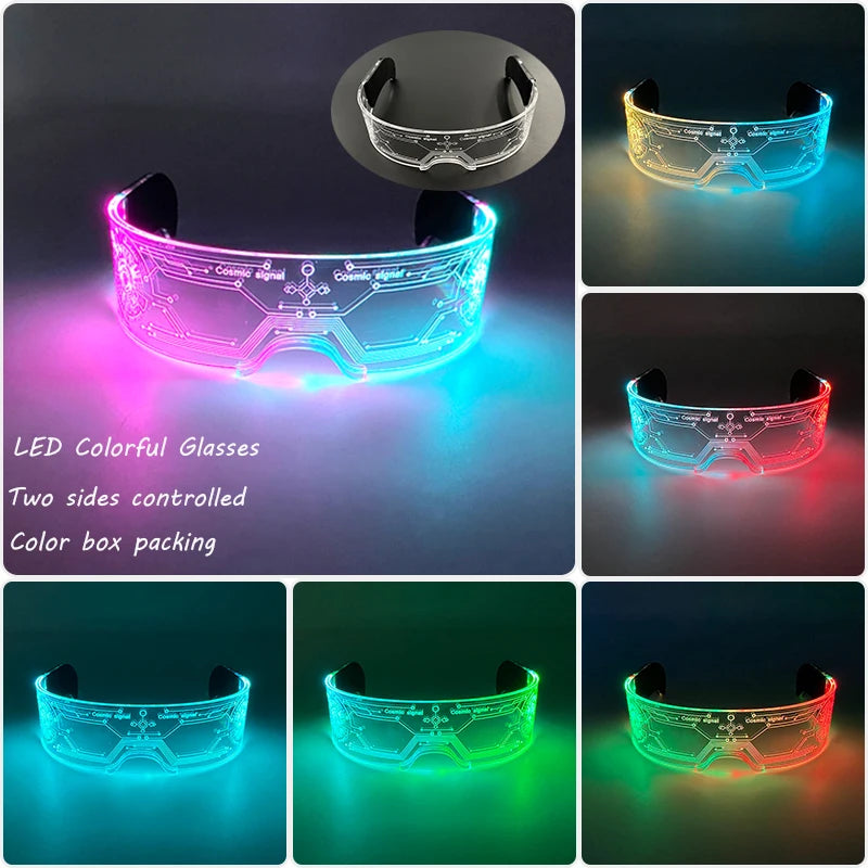 New Cool Cyberpunk Style Glasses Glowing Party Decor Luminous LED Sunglasses Lighting Up Bar Rave Music Dancing Party