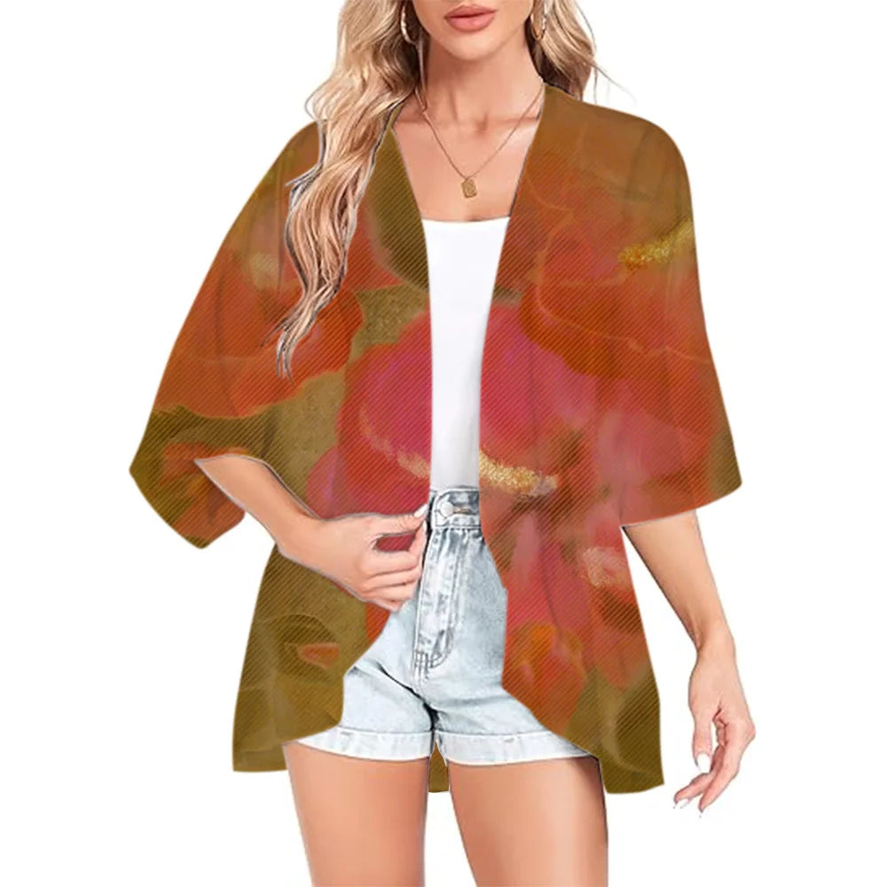 Summer Long Flowing Kimono Blouse Top Kimono Cardigan Jacket Tops Tops Posh Hawaiian Chiffon Beach Party Plus Size Loose Comfort