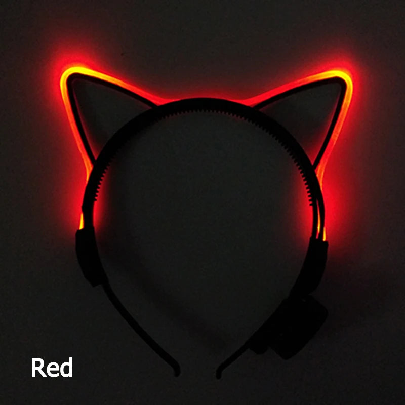 Newest LED Light Up Headband Colorful Color Cat Ear Light Headband For NightClub Rave Party Bachelor Party Supplies