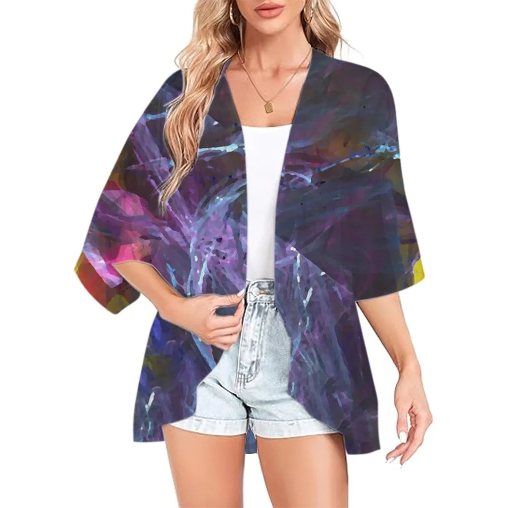 Summer Long Flowing Kimono Blouse Top Kimono Cardigan Jacket Tops Tops Posh Hawaiian Chiffon Beach Party Plus Size Loose Comfort