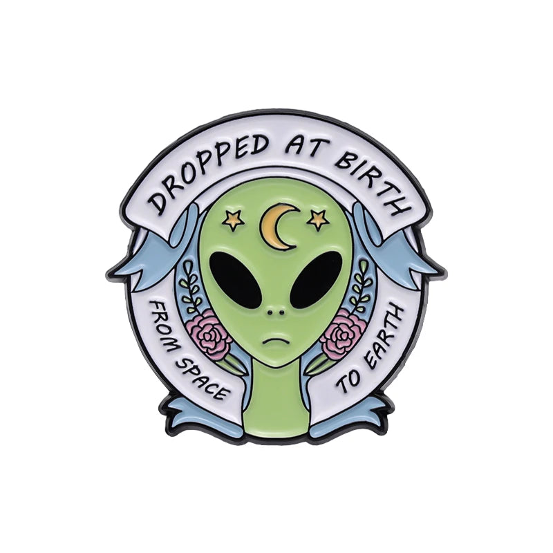 Pin Club | Cartoon Alien Brooches Metal Custom Lapels Clothes Hat Badges Potted Plant Flower Funny Accessories Gifts Wholesale