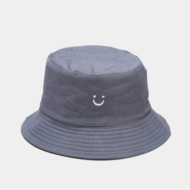 New Smile Face Double-Sided Fisherman Hat men And Women Street Trend Hat Travel Sunscreen Couple Panama Hat Summer Colorful