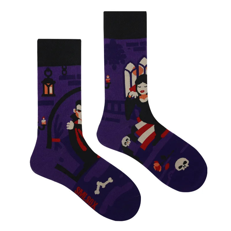 1 Pair Man Women Sock Original AB Tide Socks Medium High Tube Colorful Socks Mystery Alien Cotton Cowboy Clown Bomb Unisex Socks