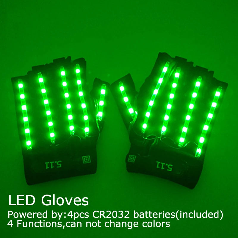 USB Rechargeable Color Changing LED Glow Gloves Rave Flashing Finger Lighting Glove Light Up Rave Costume DJ Party Decor