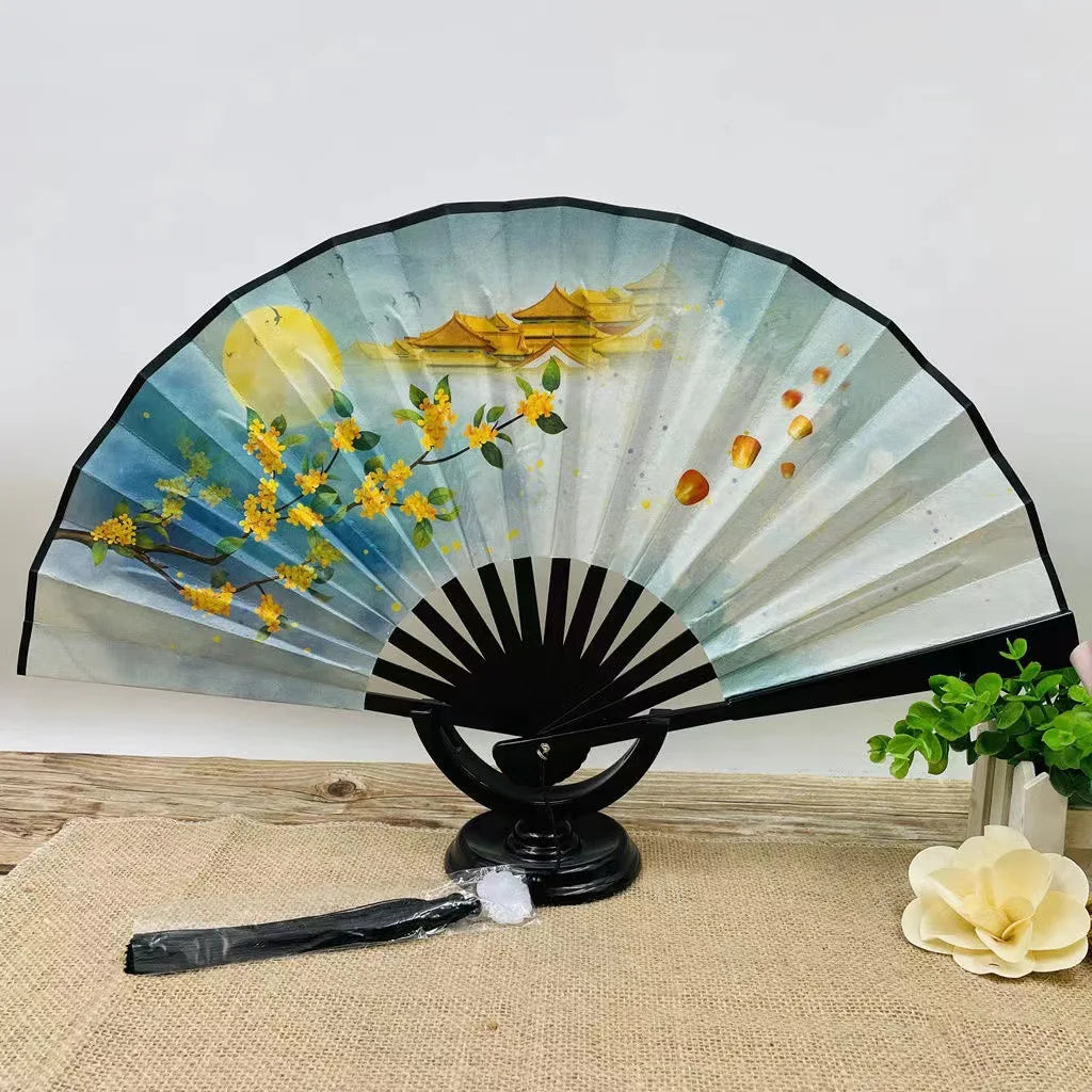 Chinese Style Folding Fan, Classical Dancing Cloth, Vintage Plastic Animal Dragon Printing, Hand Held Fans, Photo Props, Cosplay