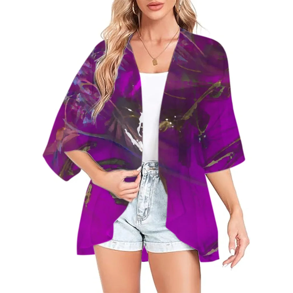 Summer Long Flowing Kimono Blouse Top Kimono Cardigan Jacket Tops Tops Posh Hawaiian Chiffon Beach Party Plus Size Loose Comfort