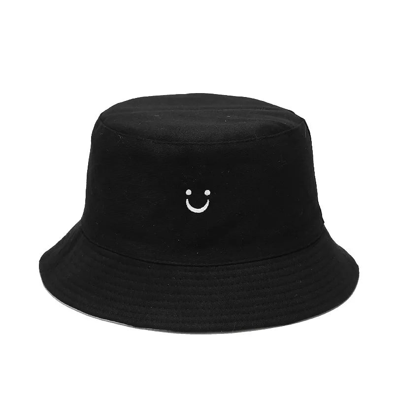 New Smile Face Double-Sided Fisherman Hat men And Women Street Trend Hat Travel Sunscreen Couple Panama Hat Summer Colorful
