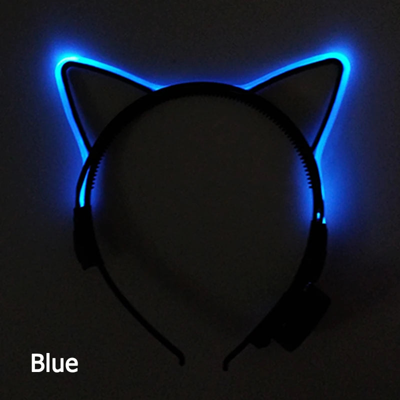 Newest LED Light Up Headband Colorful Color Cat Ear Light Headband For NightClub Rave Party Bachelor Party Supplies