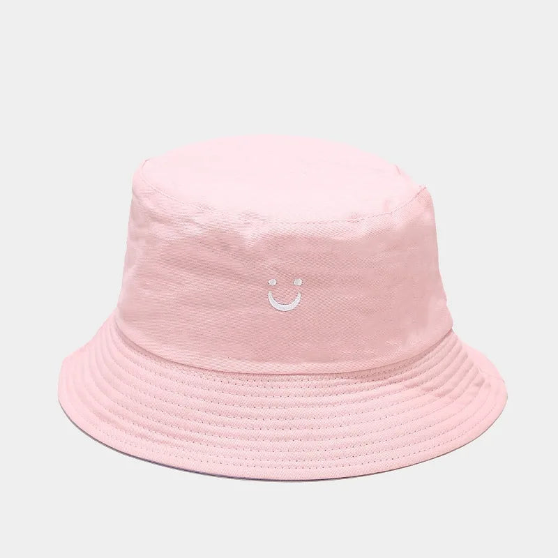 New Smile Face Double-Sided Fisherman Hat men And Women Street Trend Hat Travel Sunscreen Couple Panama Hat Summer Colorful