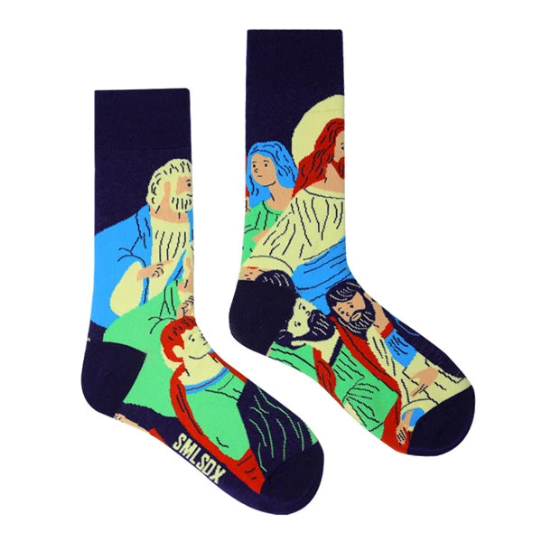 1 Pair Man Women Sock Original AB Tide Socks Medium High Tube Colorful Socks Mystery Alien Cotton Cowboy Clown Bomb Unisex Socks