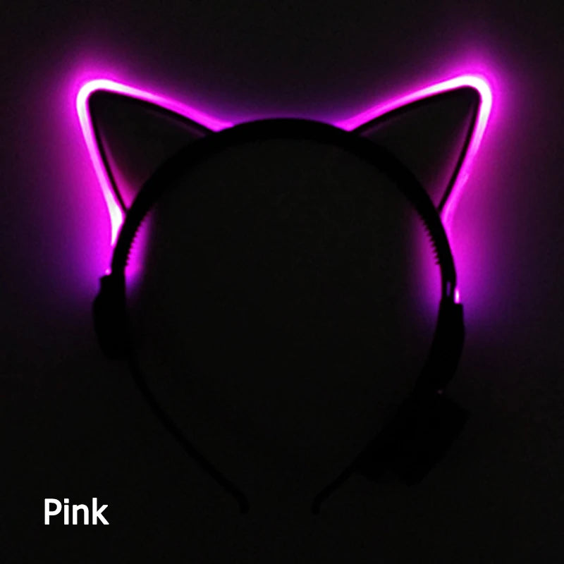 Newest LED Light Up Headband Colorful Color Cat Ear Light Headband For NightClub Rave Party Bachelor Party Supplies
