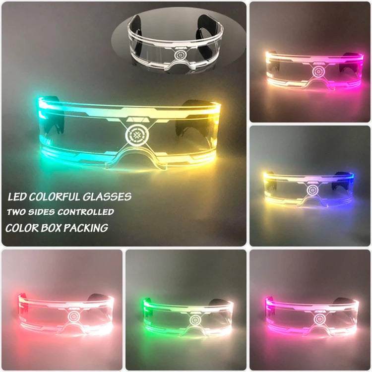 New Cool Cyberpunk Style Glasses Glowing Party Decor Luminous LED Sunglasses Lighting Up Bar Rave Music Dancing Party