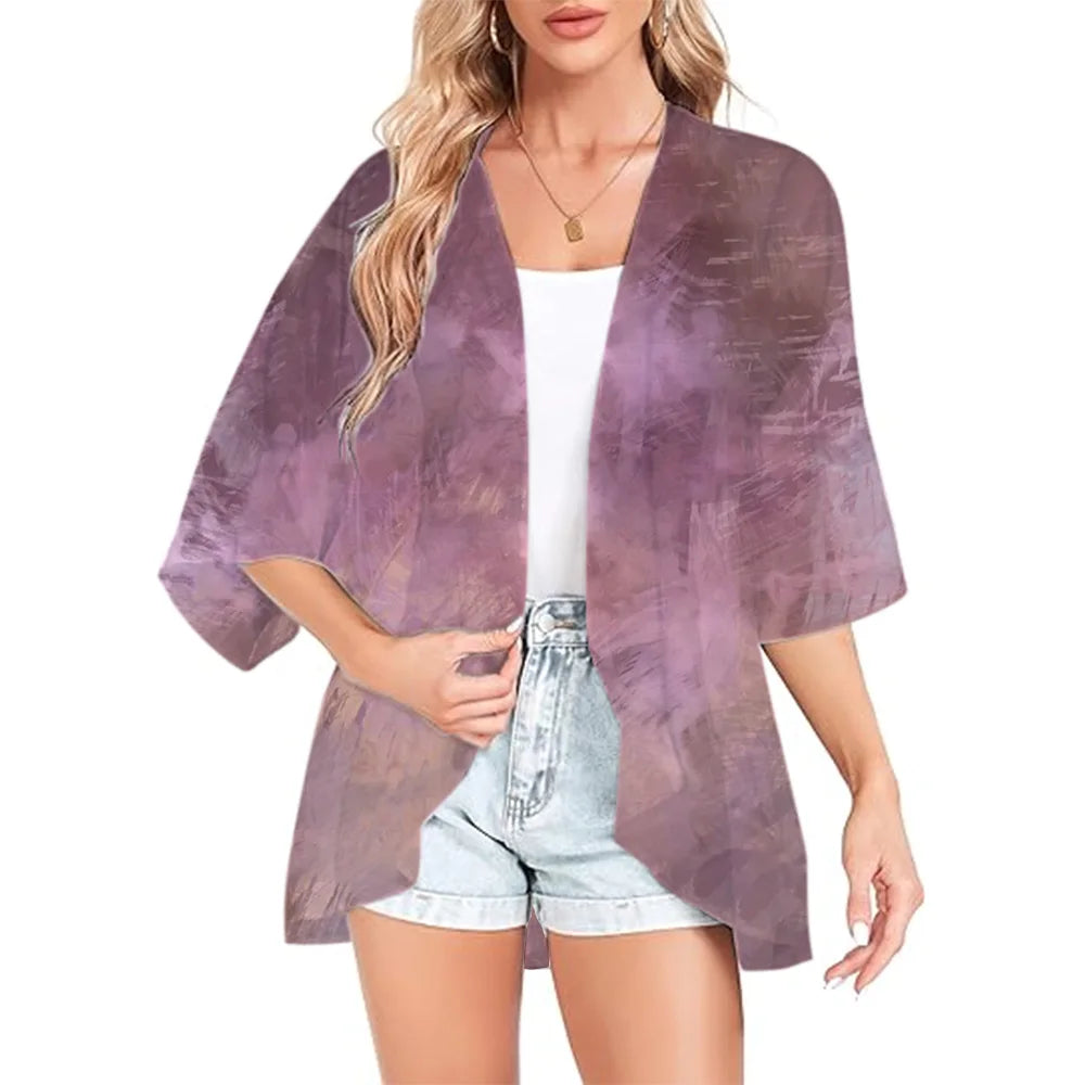 Summer Long Flowing Kimono Blouse Top Kimono Cardigan Jacket Tops Tops Posh Hawaiian Chiffon Beach Party Plus Size Loose Comfort