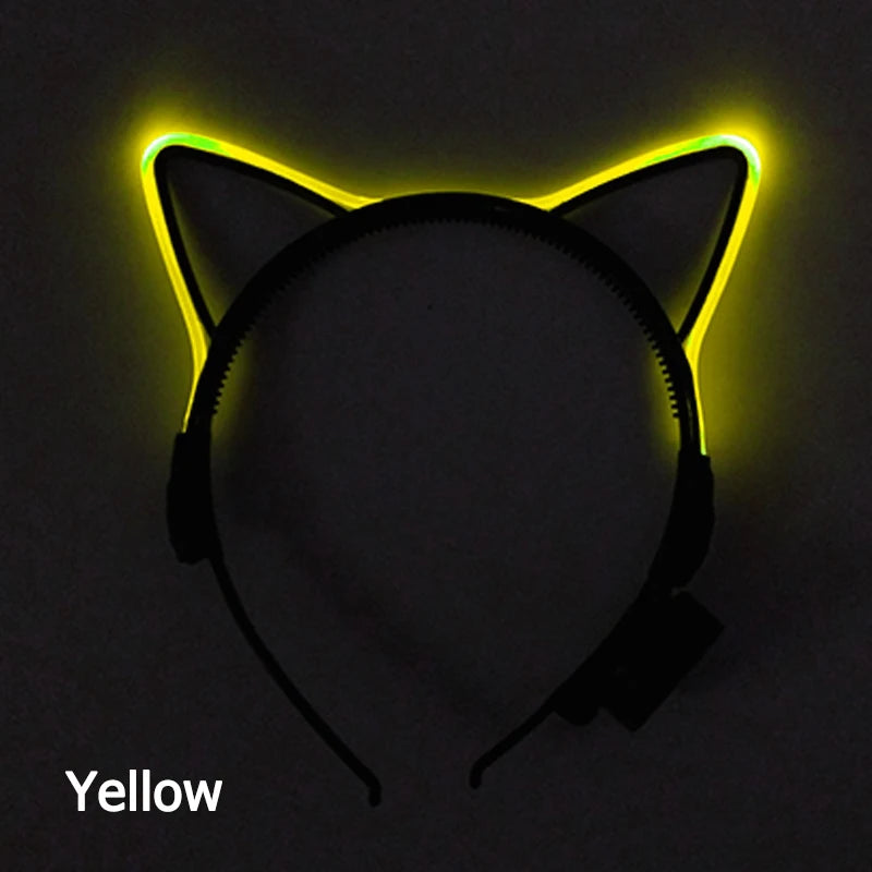 Newest LED Light Up Headband Colorful Color Cat Ear Light Headband For NightClub Rave Party Bachelor Party Supplies