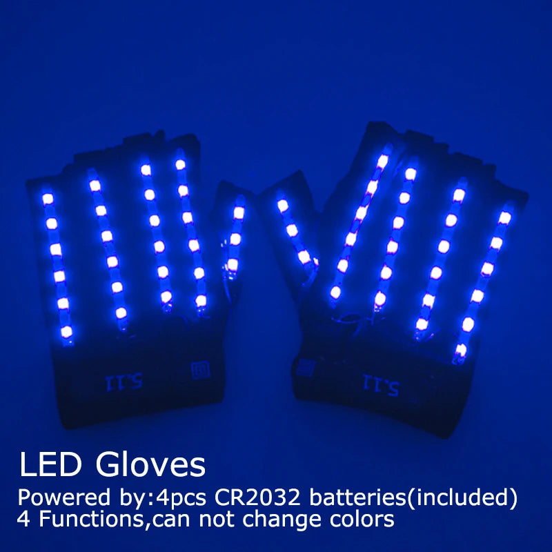 USB Rechargeable Color Changing LED Glow Gloves Rave Flashing Finger Lighting Glove Light Up Rave Costume DJ Party Decor