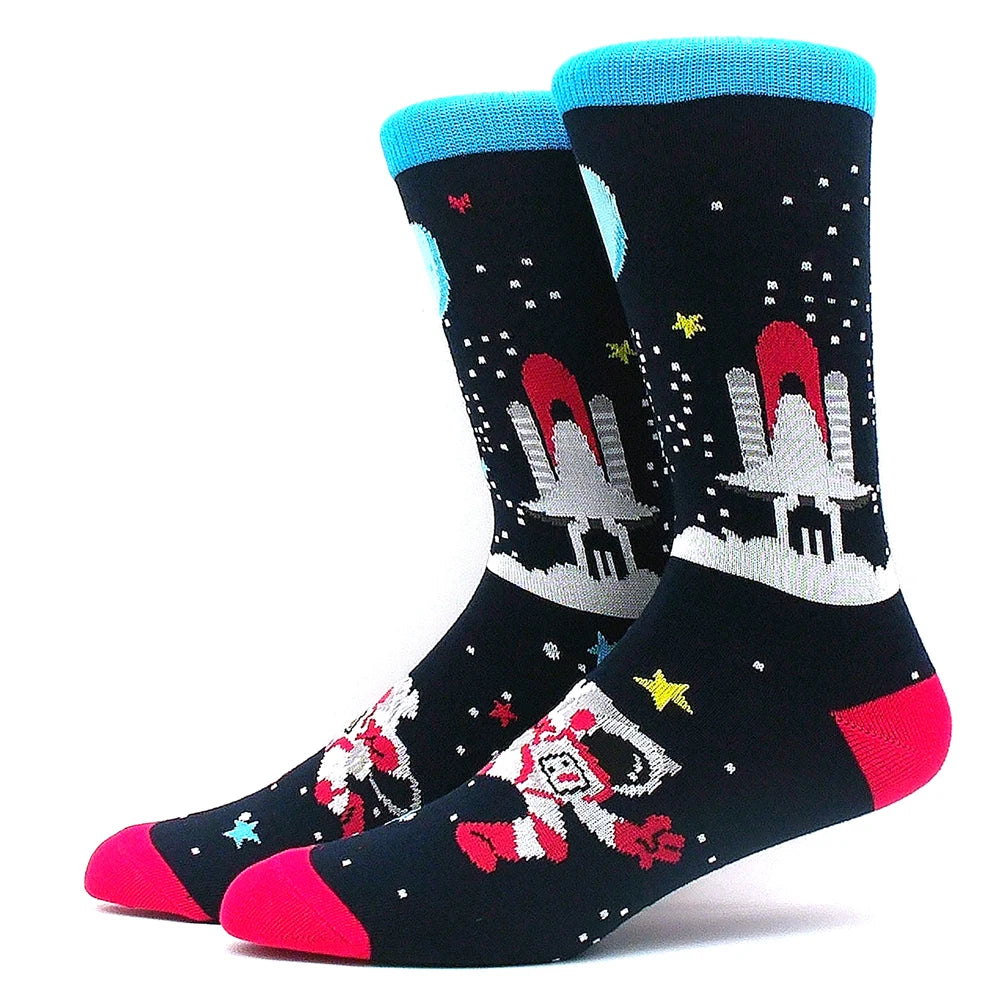 Happy Funny Socks Men's and Women's Alien Sheep Pattern Sokken Diversidos Jacquard Calcetines Unisex Hip Hop Skateboarding Socks
