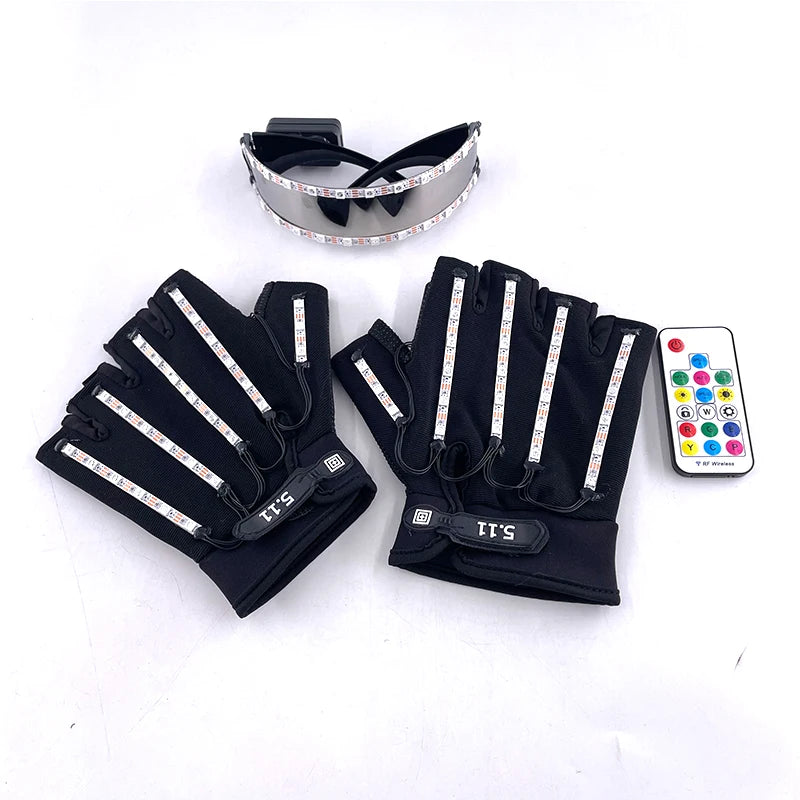 USB Rechargeable Color Changing LED Glow Gloves Rave Flashing Finger Lighting Glove Light Up Rave Costume DJ Party Decor