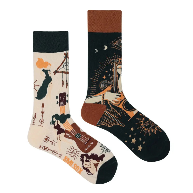 1 Pair Man Women Sock Original AB Tide Socks Medium High Tube Colorful Socks Mystery Alien Cotton Cowboy Clown Bomb Unisex Socks