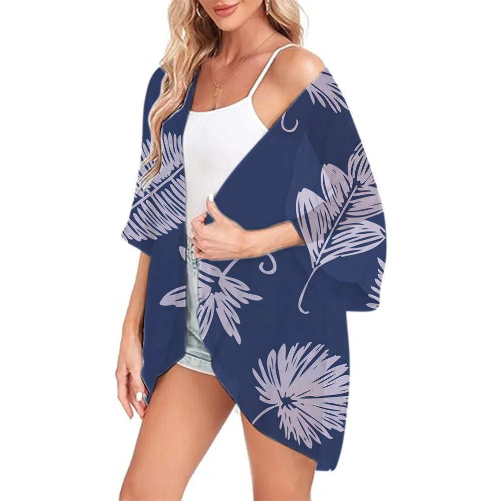 Floral Printed Kimono Womens 2024 Summer Lightweight Chiffon Cardigan Open Front Side Slit Boho Kimono Cover Ups For Beach Party