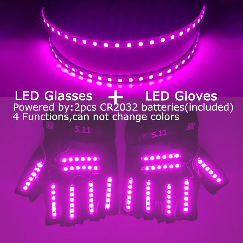 USB Rechargeable Color Changing LED Glow Gloves Rave Flashing Finger Lighting Glove Light Up Rave Costume DJ Party Decor