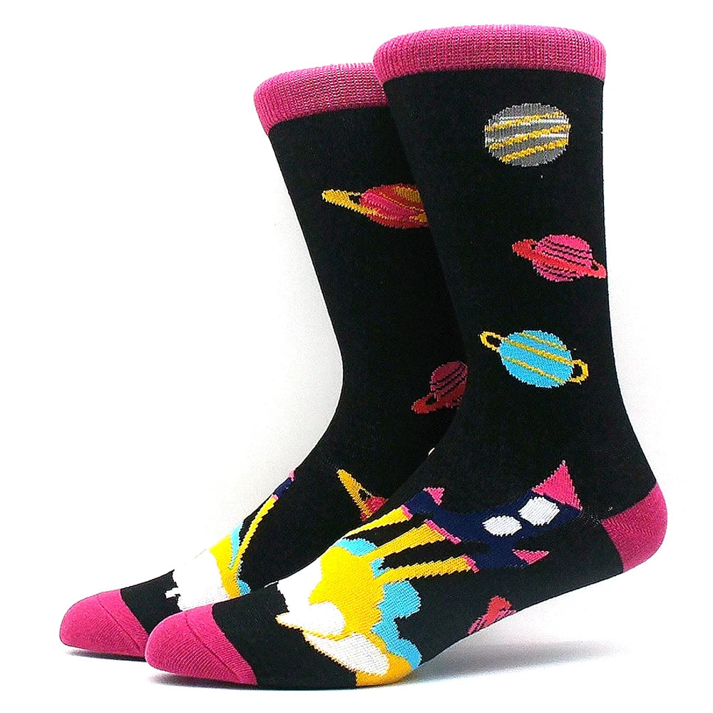 Happy Funny Socks Men's and Women's Alien Sheep Pattern Sokken Diversidos Jacquard Calcetines Unisex Hip Hop Skateboarding Socks