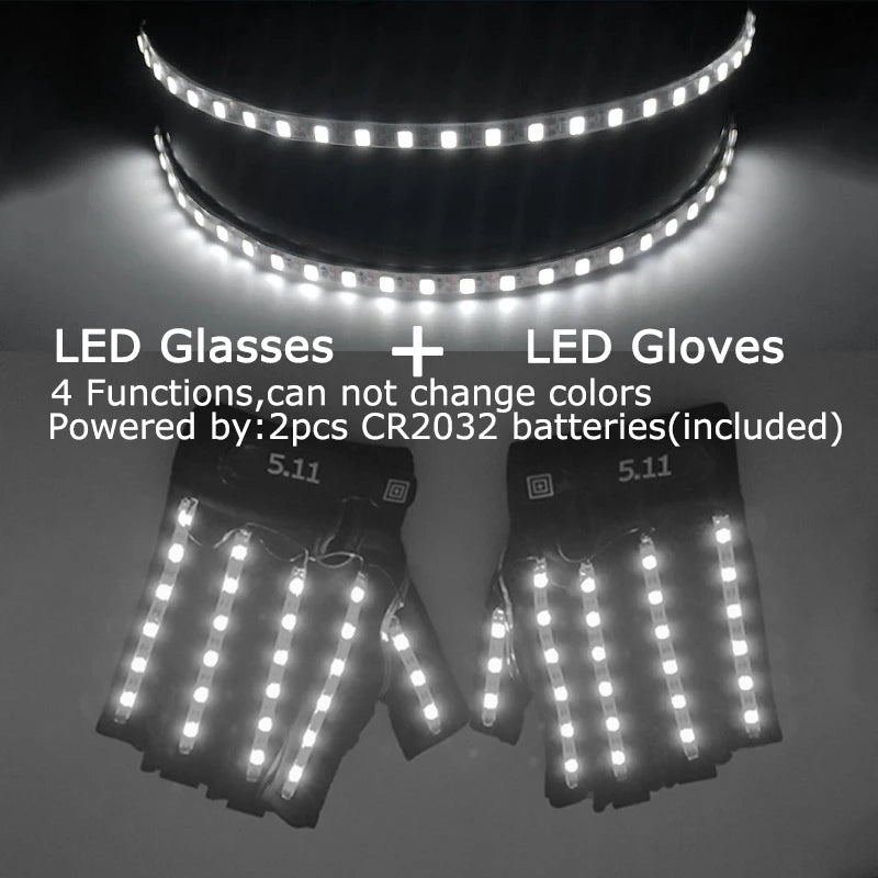 USB Rechargeable Color Changing LED Glow Gloves Rave Flashing Finger Lighting Glove Light Up Rave Costume DJ Party Decor