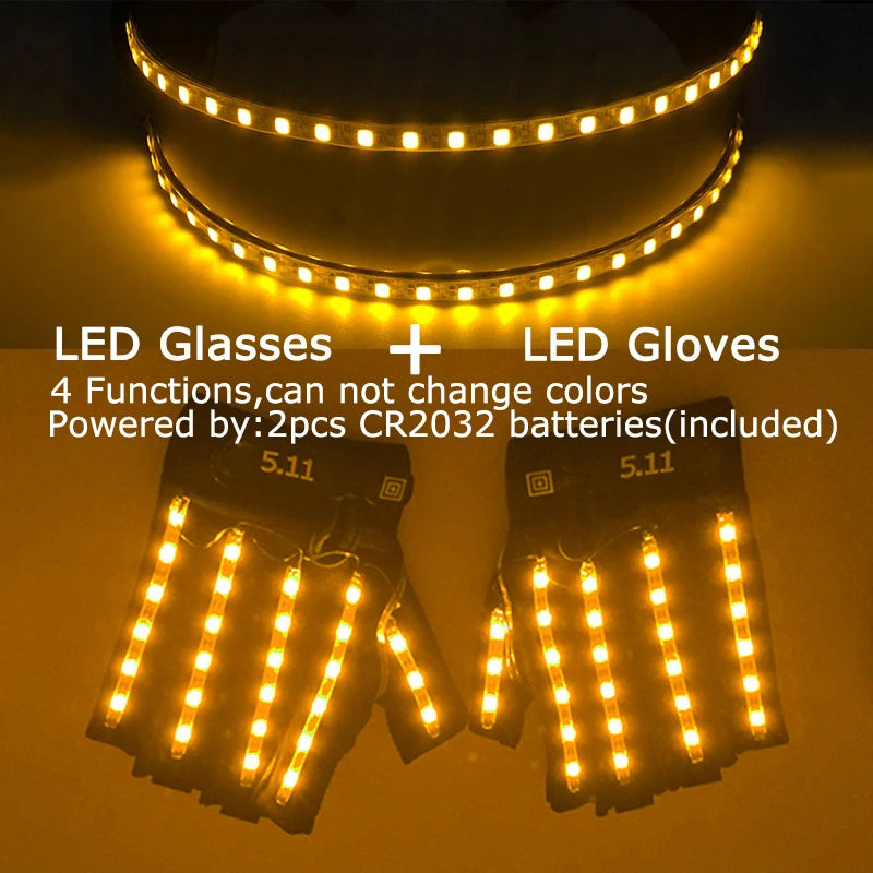 USB Rechargeable Color Changing LED Glow Gloves Rave Flashing Finger Lighting Glove Light Up Rave Costume DJ Party Decor