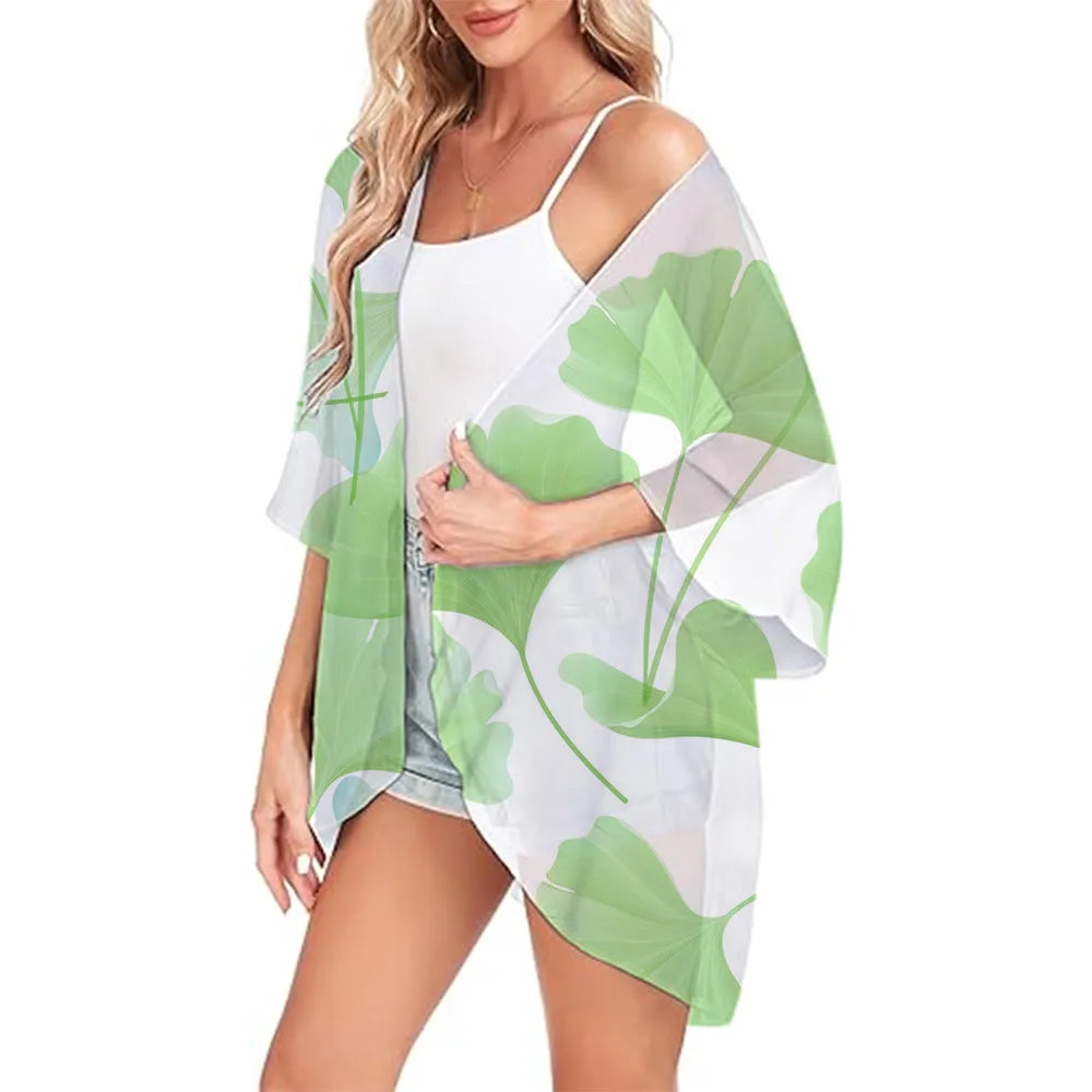 Floral Printed Kimono Womens 2024 Summer Lightweight Chiffon Cardigan Open Front Side Slit Boho Kimono Cover Ups For Beach Party