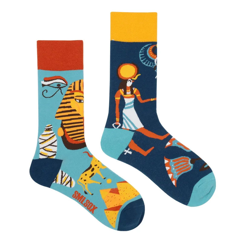 1 Pair Man Women Sock Original AB Tide Socks Medium High Tube Colorful Socks Mystery Alien Cotton Cowboy Clown Bomb Unisex Socks