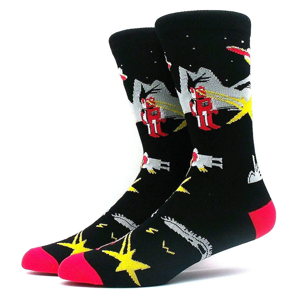 Happy Funny Socks Men's and Women's Alien Sheep Pattern Sokken Diversidos Jacquard Calcetines Unisex Hip Hop Skateboarding Socks