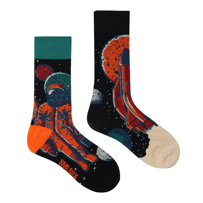 1 Pair Man Women Sock Original AB Tide Socks Medium High Tube Colorful Socks Mystery Alien Cotton Cowboy Clown Bomb Unisex Socks
