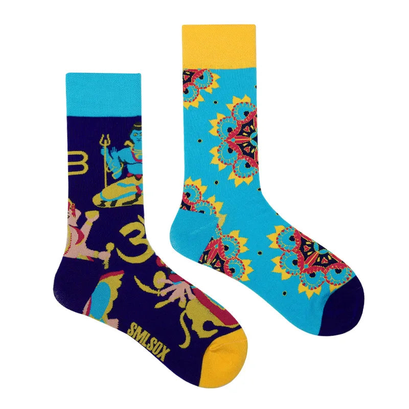 1 Pair Man Women Sock Original AB Tide Socks Medium High Tube Colorful Socks Mystery Alien Cotton Cowboy Clown Bomb Unisex Socks