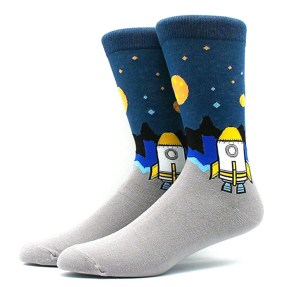 Happy Funny Socks Men's and Women's Alien Sheep Pattern Sokken Diversidos Jacquard Calcetines Unisex Hip Hop Skateboarding Socks