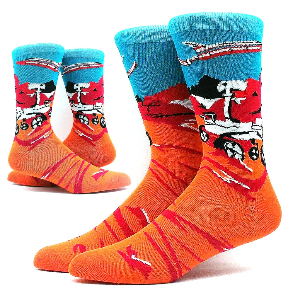 Happy Funny Socks Men's and Women's Alien Sheep Pattern Sokken Diversidos Jacquard Calcetines Unisex Hip Hop Skateboarding Socks