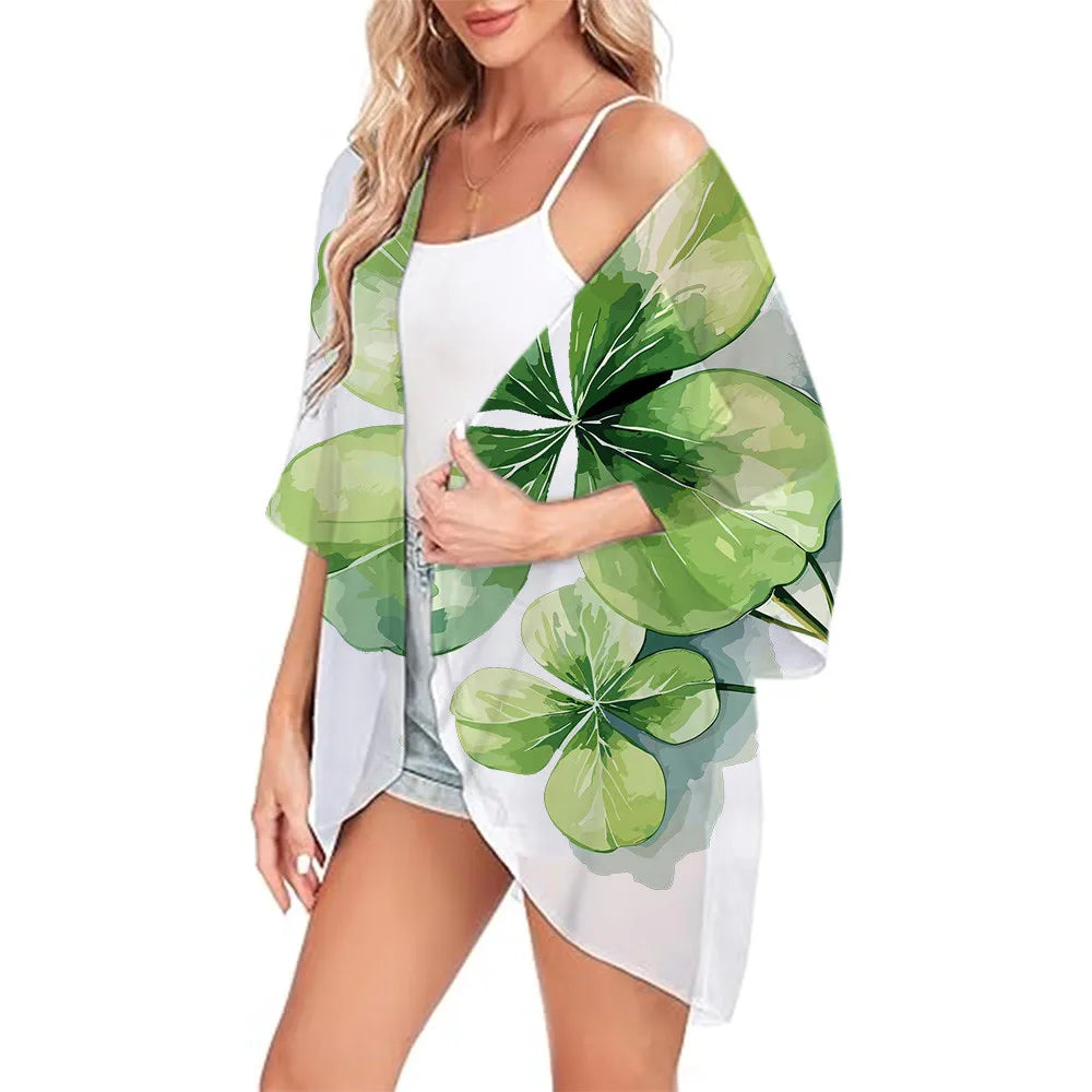 Floral Printed Kimono Womens 2024 Summer Lightweight Chiffon Cardigan Open Front Side Slit Boho Kimono Cover Ups For Beach Party