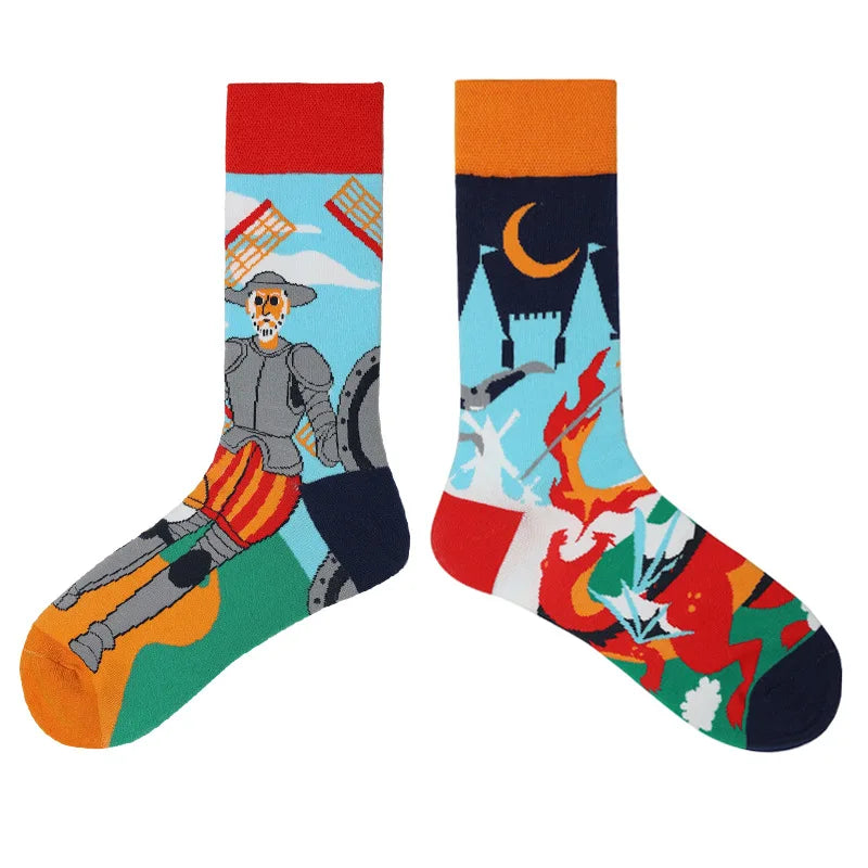 1 Pair Man Women Sock Original AB Tide Socks Medium High Tube Colorful Socks Mystery Alien Cotton Cowboy Clown Bomb Unisex Socks