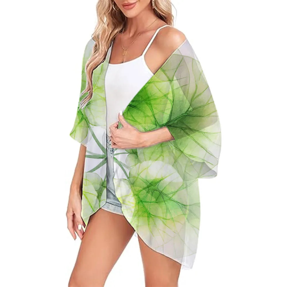 Floral Printed Kimono Womens 2024 Summer Lightweight Chiffon Cardigan Open Front Side Slit Boho Kimono Cover Ups For Beach Party