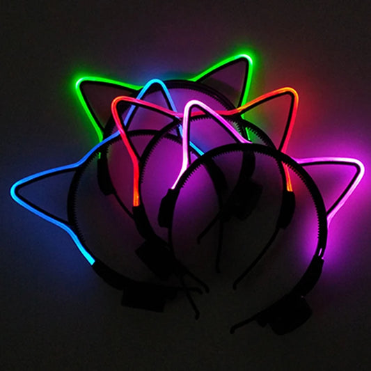 Newest LED Light Up Headband Colorful Color Cat Ear Light  Headband For NightClub Rave Party Bachelor Party Supplies