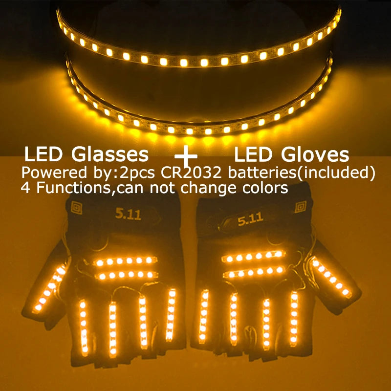 USB Rechargeable Color Changing LED Glow Gloves Rave Flashing Finger Lighting Glove Light Up Rave Costume DJ Party Decor