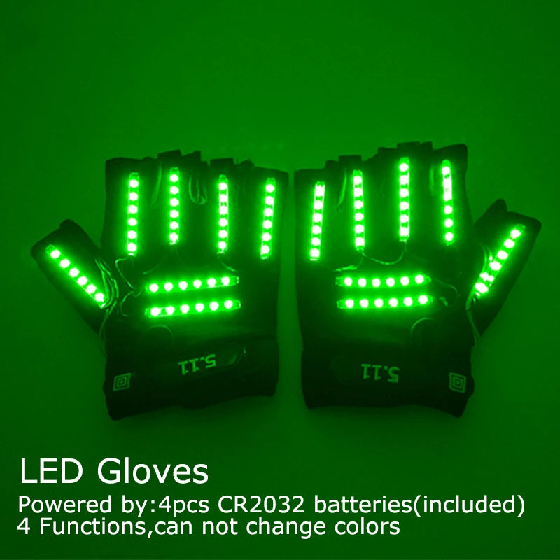 USB Rechargeable Color Changing LED Glow Gloves Rave Flashing Finger Lighting Glove Light Up Rave Costume DJ Party Decor