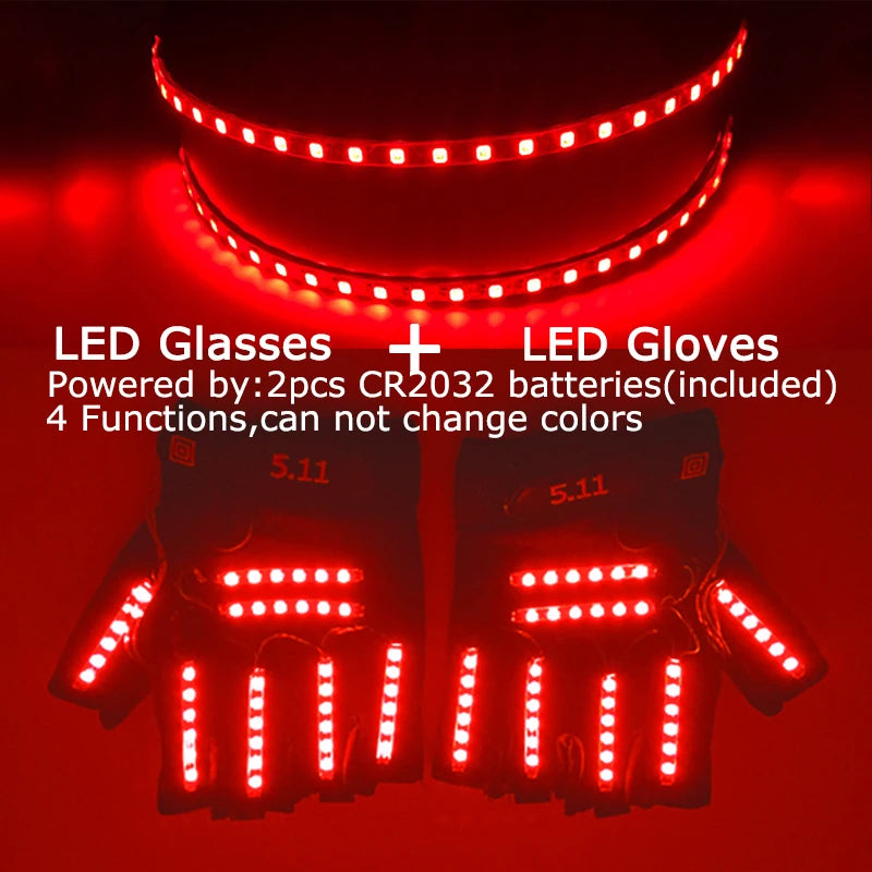 USB Rechargeable Color Changing LED Glow Gloves Rave Flashing Finger Lighting Glove Light Up Rave Costume DJ Party Decor