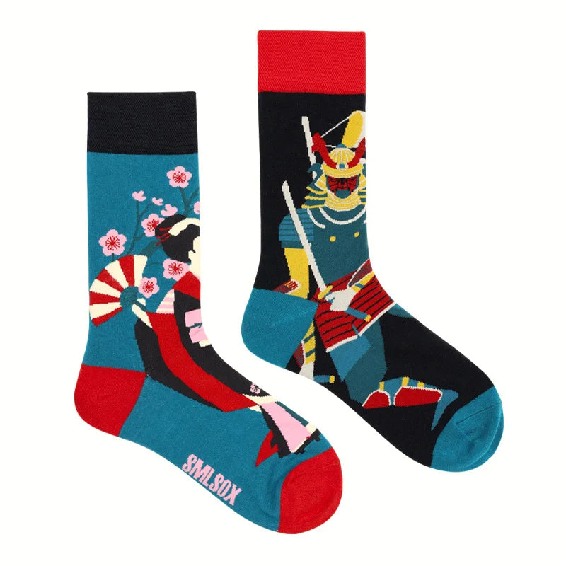 1 Pair Man Women Sock Original AB Tide Socks Medium High Tube Colorful Socks Mystery Alien Cotton Cowboy Clown Bomb Unisex Socks