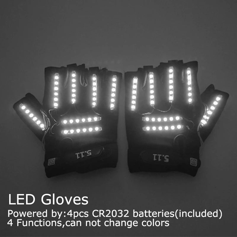 USB Rechargeable Color Changing LED Glow Gloves Rave Flashing Finger Lighting Glove Light Up Rave Costume DJ Party Decor
